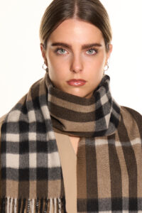 checked cashmere scarf in a luxury box.